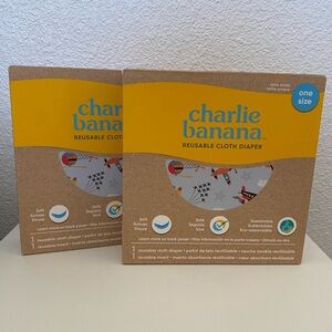 Lot of 2 Charlie Banana Cloth One Size Diaper , with Absorbent Insert - Aviator